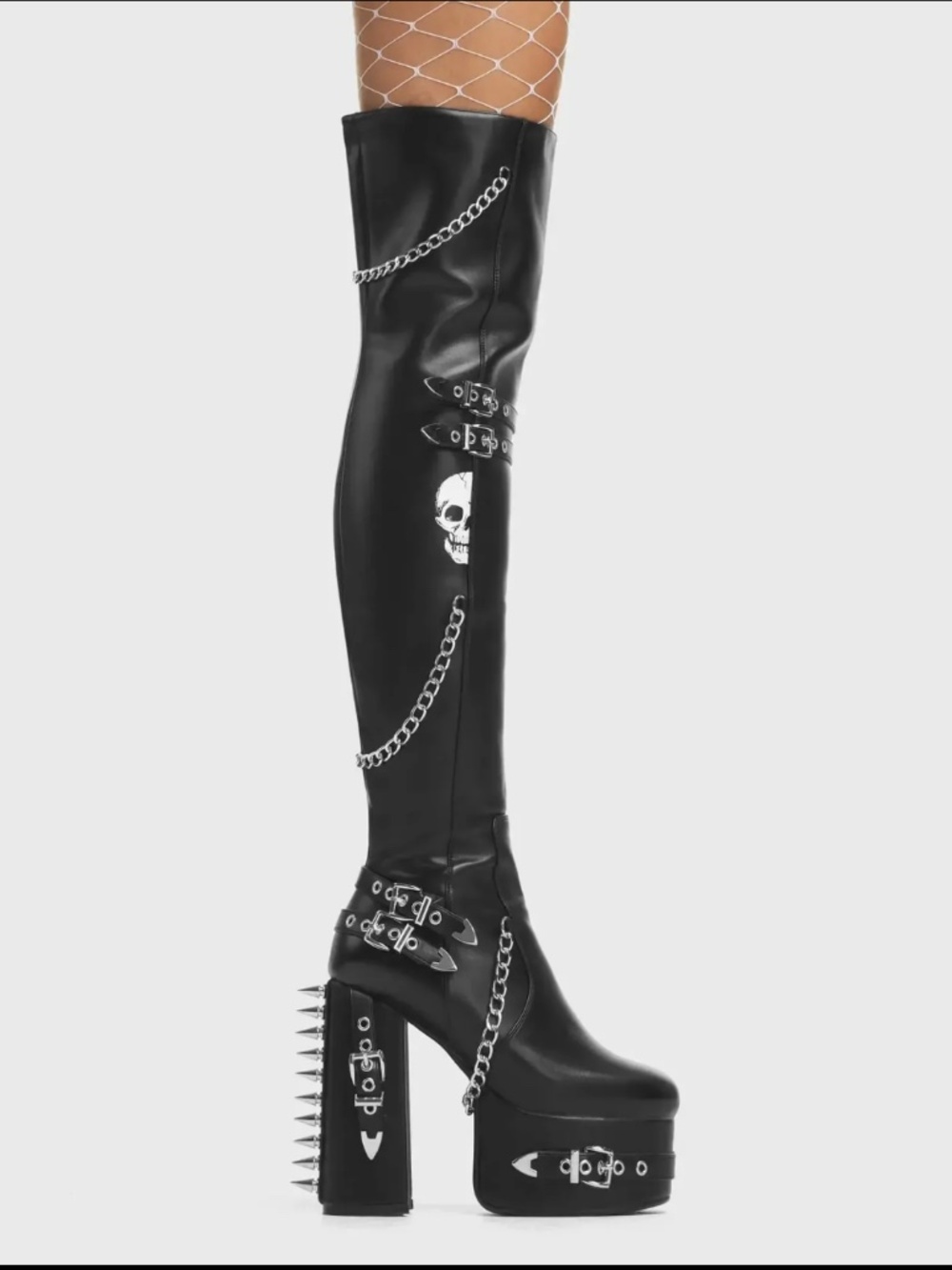 La Moda Scream Platform Thigh High Boots Black NWT